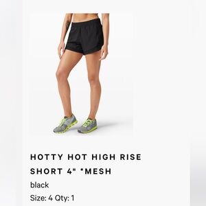 Lululemon Hotty Hot High Rise Short 4" *Mesh Size 4